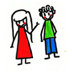 Ein Mädchen, welches auf einen anderen Jungen zeigt.