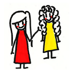 Ein Mädchen, welches auf ein anderes Mädchen zeigt.